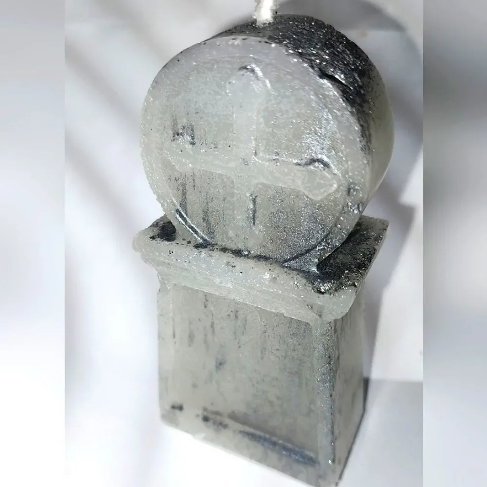 Hand crafted limited edition tombstone candle from our spooky candle collection